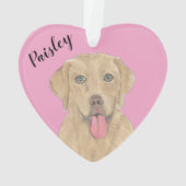Gepersonaliseerde Roze Hart Dudley Labrador Ornament (achterkant)