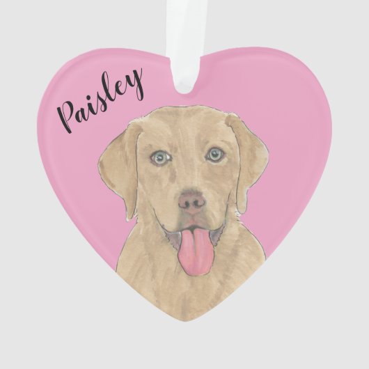 Gepersonaliseerde Roze Hart Dudley Labrador Ornament (achterkant)