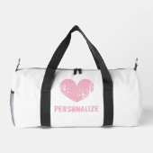 Gepersonaliseerde roze hart duffle tas voor vrouwe (Achterkant)