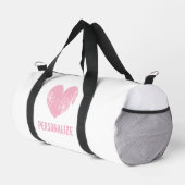 Gepersonaliseerde roze hart duffle tas voor vrouwe (Rechterhoek)