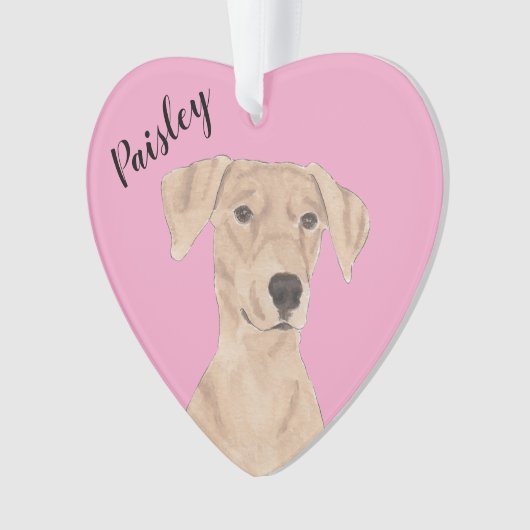 Gepersonaliseerde Roze Hart Duitse Pinscher Ornament (voorkant)