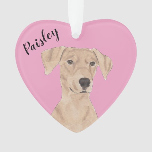 Gepersonaliseerde Roze Hart Duitse Pinscher Ornament (voorkant)