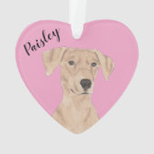 Gepersonaliseerde Roze Hart Duitse Pinscher Ornament (achterkant)