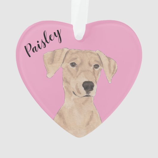 Gepersonaliseerde Roze Hart Duitse Pinscher Ornament (achterkant)
