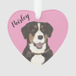 Gepersonaliseerde Roze Hart Entlebucher Mountain D Ornament