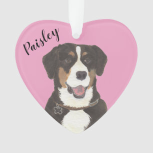 Gepersonaliseerde Roze Hart Entlebucher Mountain D Ornament