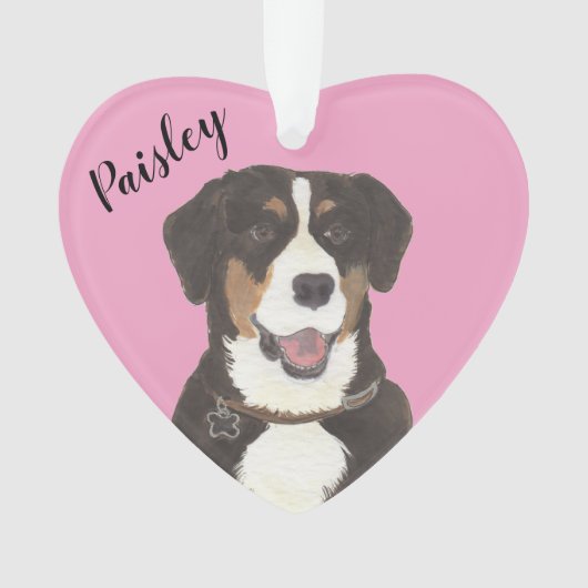 Gepersonaliseerde Roze Hart Entlebucher Mountain D Ornament (voorkant)