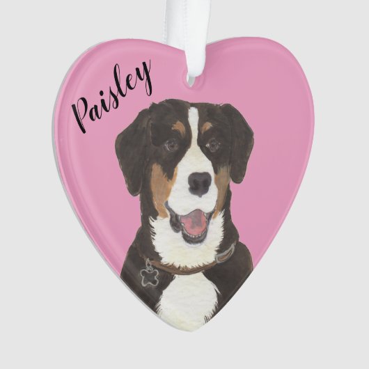 Gepersonaliseerde Roze Hart Entlebucher Mountain D Ornament (voorkant)