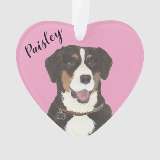 Gepersonaliseerde Roze Hart Entlebucher Mountain D Ornament (achterkant)