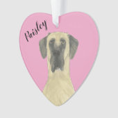 Gepersonaliseerde Roze Hart Fawn Gemaskerde Grote  Ornament (voorkant)