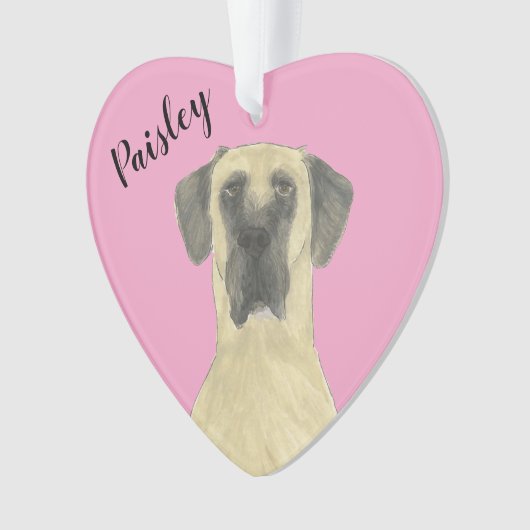 Gepersonaliseerde Roze Hart Fawn Gemaskerde Grote  Ornament (voorkant)