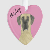 Gepersonaliseerde Roze Hart Fawn Gemaskerde Grote  Ornament (voorkant)