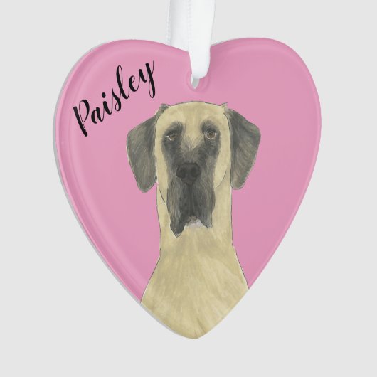 Gepersonaliseerde Roze Hart Fawn Gemaskerde Grote  Ornament (voorkant)