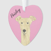 Gepersonaliseerde roze hart Fawn Greyhound Ornament (voorkant)