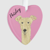 Gepersonaliseerde roze hart Fawn Greyhound Ornament (voorkant)