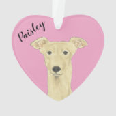 Gepersonaliseerde roze hart Fawn Greyhound Ornament (achterkant)