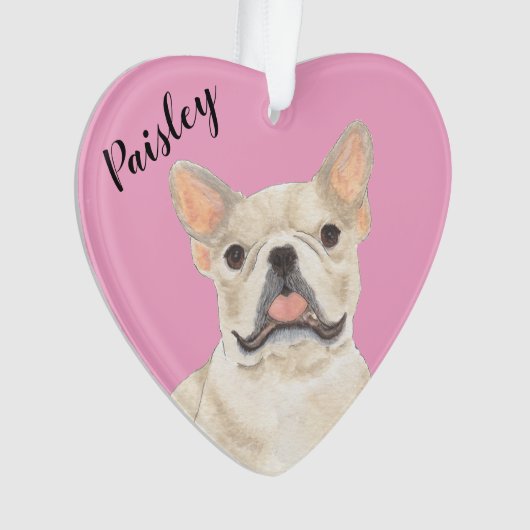 Gepersonaliseerde roze hart Fawn Tan Cream Frenchi Ornament (voorkant)