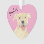 Gepersonaliseerde roze hart Fawn Tan Pitbull Staff Ornament (voorkant)