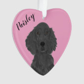 Gepersonaliseerde Roze Hart Flat Coated Retriever Ornament (voorkant)