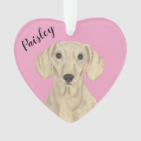 Gepersonaliseerde Roze Hart Glad Cream Dachshund