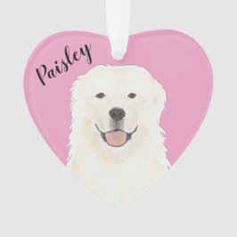 Gepersonaliseerde Roze Hart Grote Pyreneeën Hond Ornament