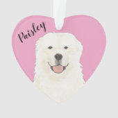 Gepersonaliseerde Roze Hart Grote Pyreneeën Hond Ornament (achterkant)