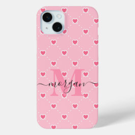 Gepersonaliseerde Roze Hart Hoesje met Monogram In