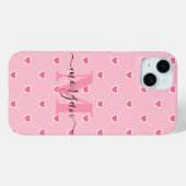 Gepersonaliseerde Roze Hart Hoesje met Monogram In (Achterkant (horizontaal))