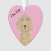 Gepersonaliseerde Roze Hart Ierse Setter Ornament (voorkant)