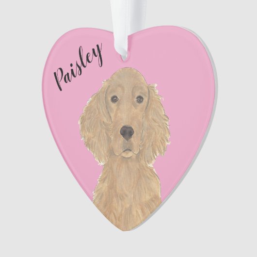 Gepersonaliseerde Roze Hart Ierse Setter Ornament (voorkant)
