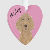 Gepersonaliseerde Roze Hart Ierse Setter Ornament (voorkant)