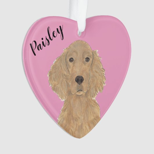 Gepersonaliseerde Roze Hart Ierse Setter Ornament (voorkant)