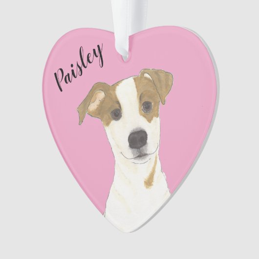 Gepersonaliseerde Roze Hart Jack Russell Terrier Ornament (voorkant)