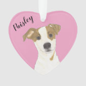 Gepersonaliseerde Roze Hart Jack Russell Terrier Ornament (voorkant)