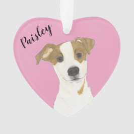 Gepersonaliseerde Roze Hart Jack Russell Terrier Ornament