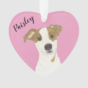 Gepersonaliseerde Roze Hart Jack Russell Terrier Ornament