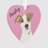 Gepersonaliseerde Roze Hart Jack Russell Terrier Ornament (voorkant)