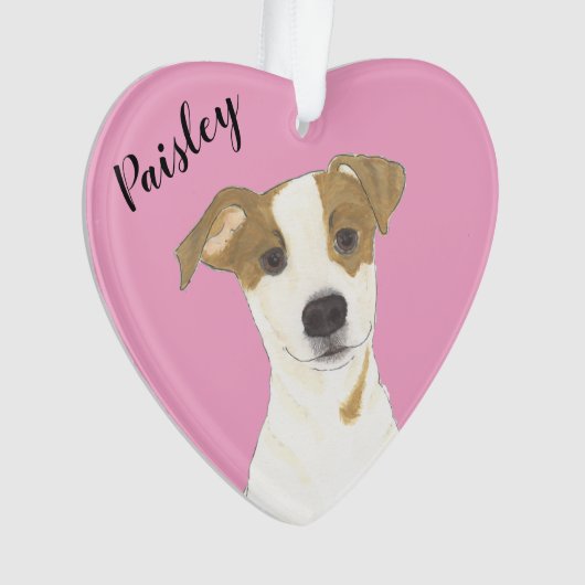 Gepersonaliseerde Roze Hart Jack Russell Terrier Ornament (voorkant)