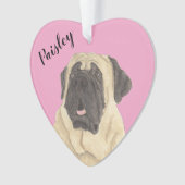 Gepersonaliseerde roze hart mastiff ornament (voorkant)