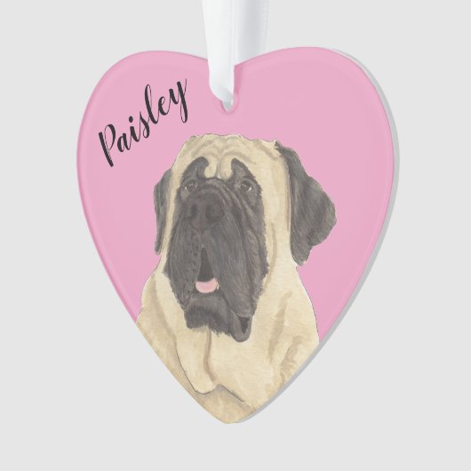 Gepersonaliseerde roze hart mastiff ornament (voorkant)