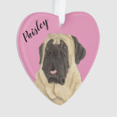 Gepersonaliseerde roze hart mastiff ornament (voorkant)