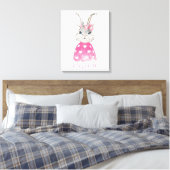 Gepersonaliseerde roze hart preppy konijn canvas afdruk (Insitu (Slaapkamer))