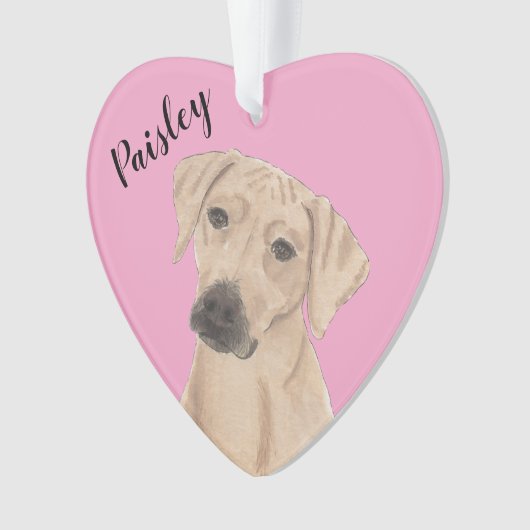 Gepersonaliseerde Roze Hart Rhodesian Ridgeback Ornament (voorkant)
