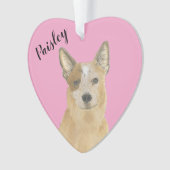 Gepersonaliseerde Roze Hart Rood Cattledog Heeler Ornament (voorkant)