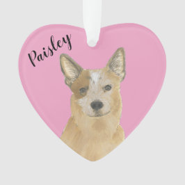 Gepersonaliseerde Roze Hart Rood Cattledog Heeler Ornament