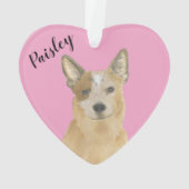 Gepersonaliseerde Roze Hart Rood Cattledog Heeler Ornament (achterkant)