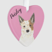 Gepersonaliseerde Roze Hart Rood Wit Cattledog Hee Ornament (voorkant)