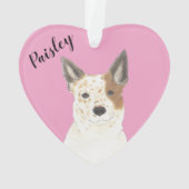 Gepersonaliseerde Roze Hart Rood Wit Cattledog Hee Ornament (achterkant)
