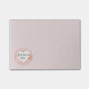 Gepersonaliseerde Roze Hart & Roos Verpleegster, R Post-it® Notes