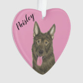 Gepersonaliseerde Roze Hart Sable Duitse Herder Ornament (voorkant)
